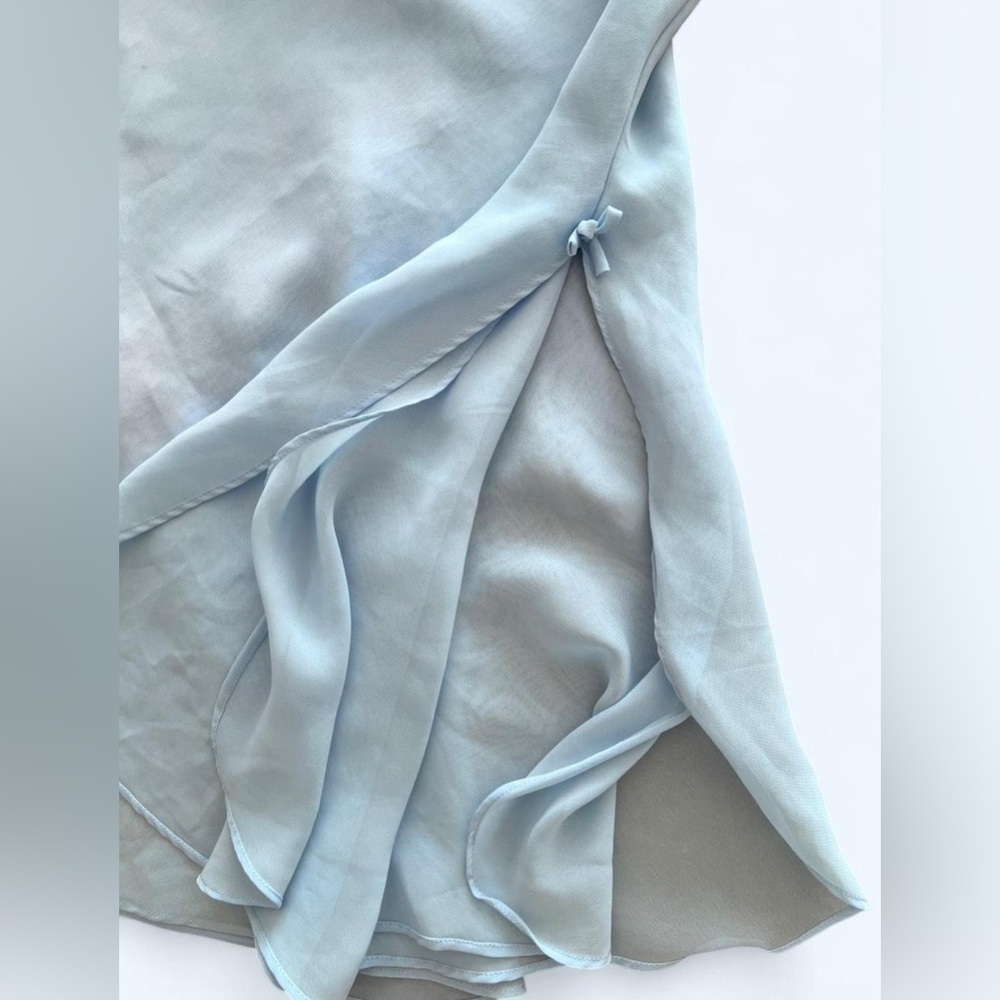 La Vie En Rose Women’s Baby Blue Feather Trim Holiday Lingerie Slip Dress Small - Picture 3 of 6